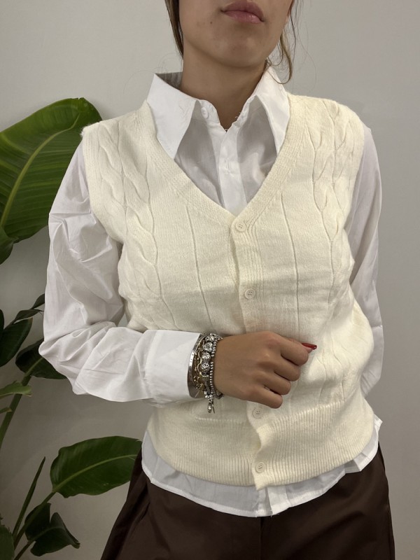 GILET + CAMICIA + CRAVATTA PANNA