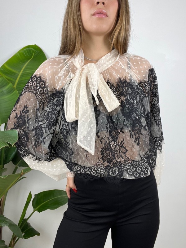 CAMICIA TOTAL PIZZO BARBARA BEIGE