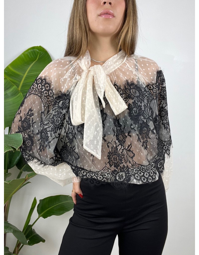 CAMICIA TOTAL PIZZO BARBARA BEIGE