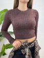 PULL CROP TRECCINE MARRONE