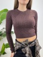 PULL CROP TRECCINE MARRONE