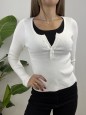 PULL COSTINE BOTTONCINI BIANCO