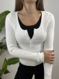 PULL COSTINE BOTTONCINI BIANCO