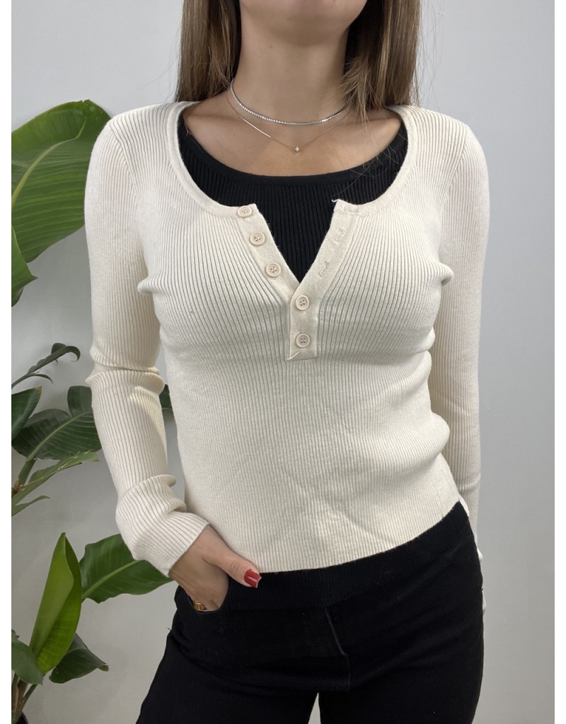 PULL COSTINE BOTTONCINI BEIGE