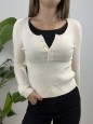 PULL COSTINE BOTTONCINI BEIGE