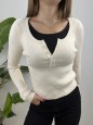 PULL COSTINE BOTTONCINI BEIGE