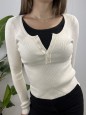 PULL COSTINE BOTTONCINI BEIGE