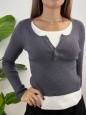 PULL COSTINE BOTTONCINI GRIGIO