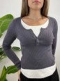 PULL COSTINE BOTTONCINI GRIGIO