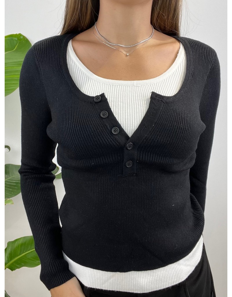 PULL COSTINE BOTTONCINI NERO