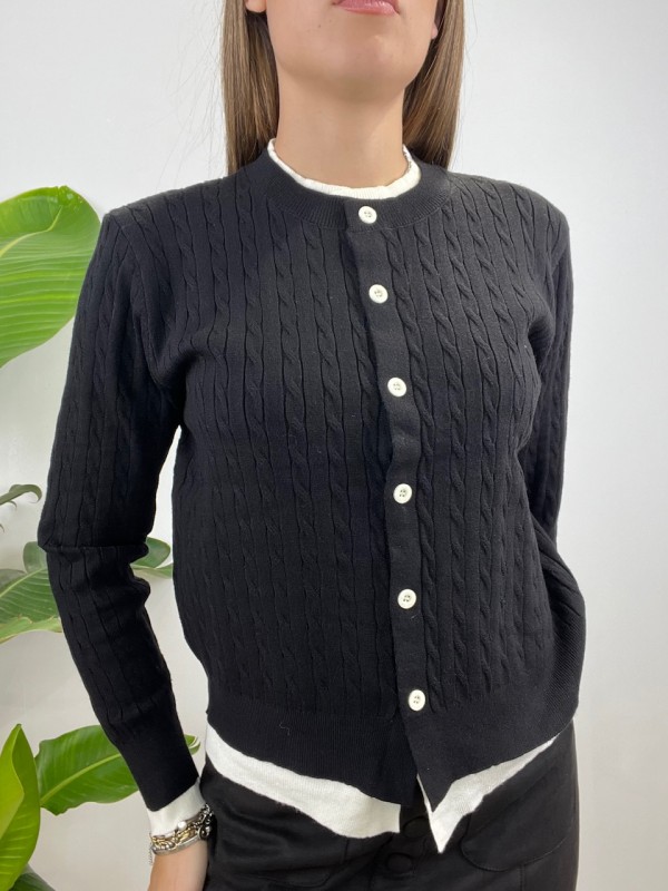CARDIGAN TRECCINE DANY NERO