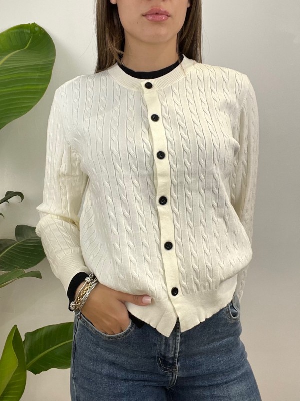 CARDIGAN TRECCINE DANY BIANCO