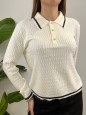 PULL POLO TRECCINE BIANCO