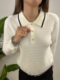 PULL POLO TRECCINE BIANCO