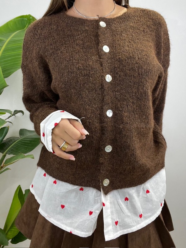 CARDIGAN ZIMY MARRONE