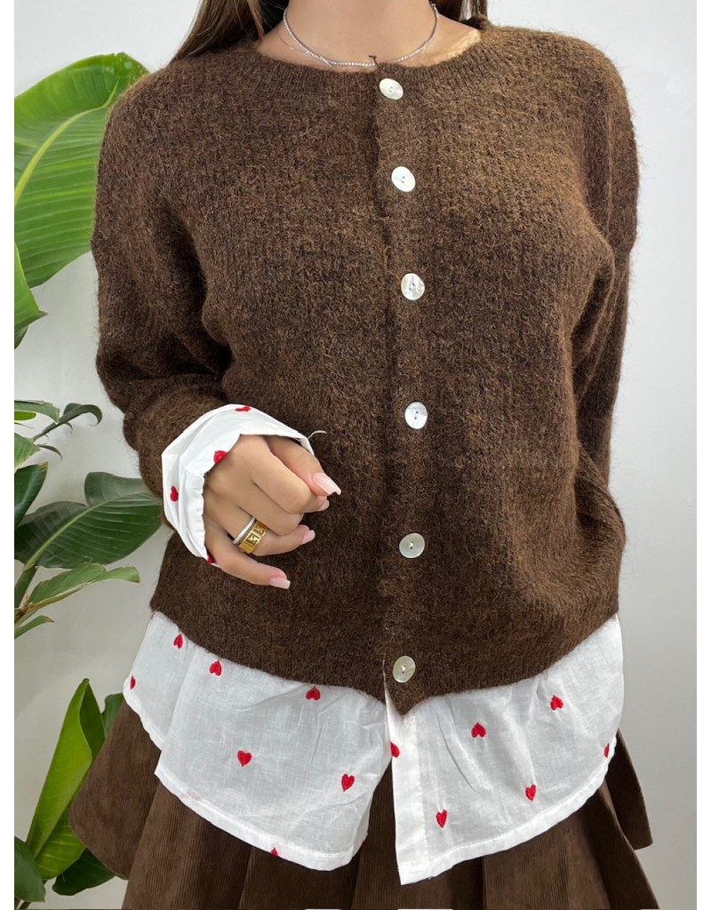 CARDIGAN ZIMY MARRONE