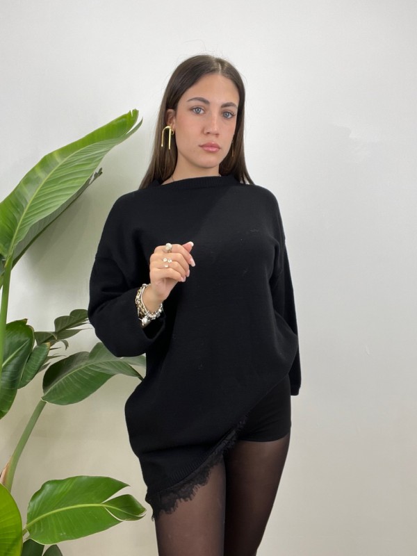 MAXI PULL ASIMMETRICO NERO