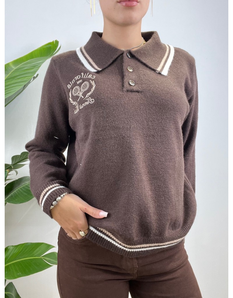 PULLOVER POLO TENNIS MARRONE