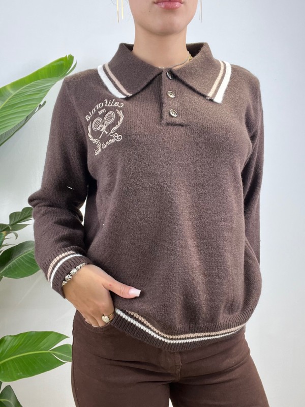 PULLOVER POLO TENNIS MARRONE