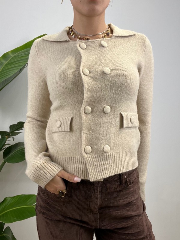 CARDIGAN DOPPIO PETTO PANNA
