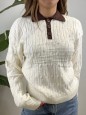 PULLOVER POLO TRECCIONI BIANCO