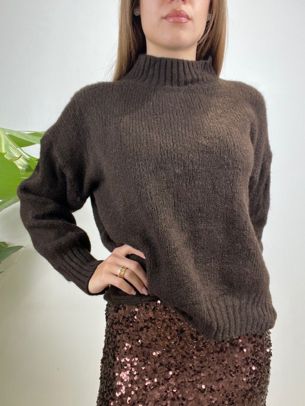 PULLOVER SIMPLY MORENA MARRONE