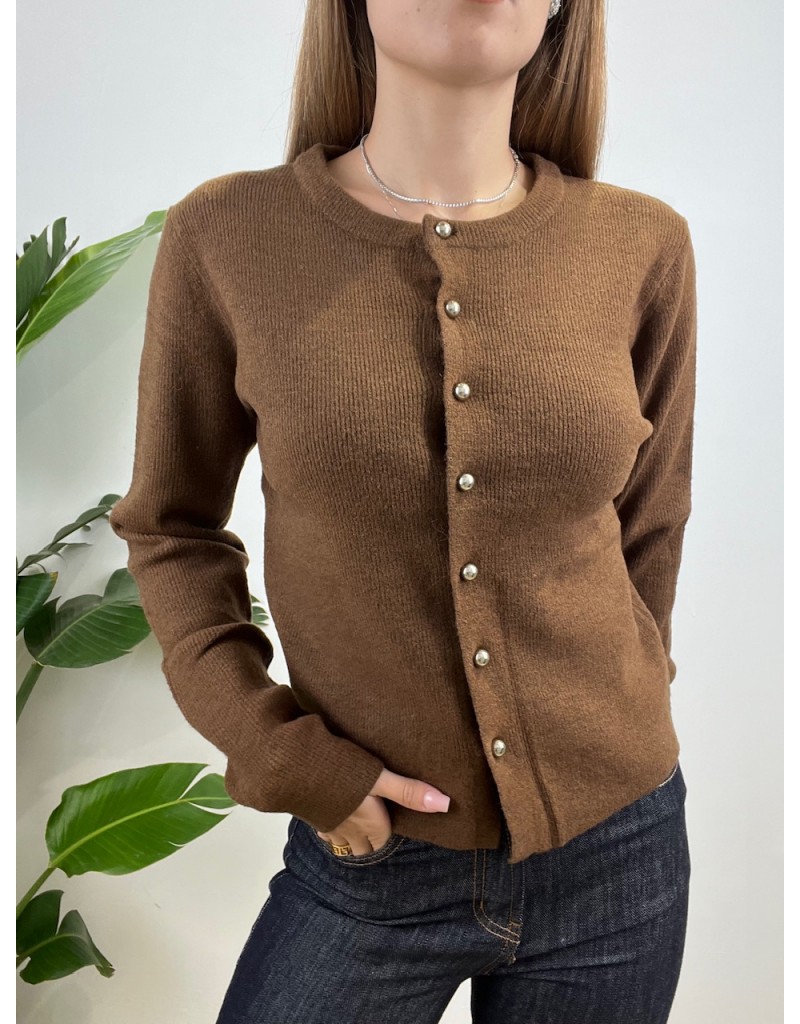 CARDIGAN SIMPLY LUMINA MARRONE