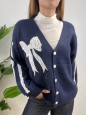 CARDIGAN FIOCCO PIZZO BLU