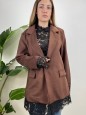 CAPPOTTO BLAZER CON PIZZO MARRONE
