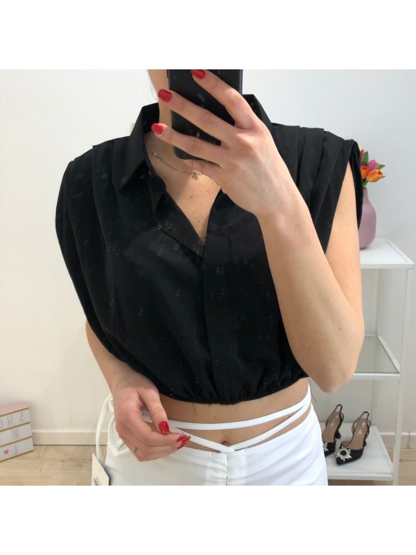 CROP CAMICIA NERO
