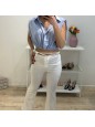 CROP CAMICIA AZZURRA