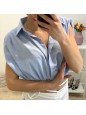 CROP CAMICIA AZZURRA