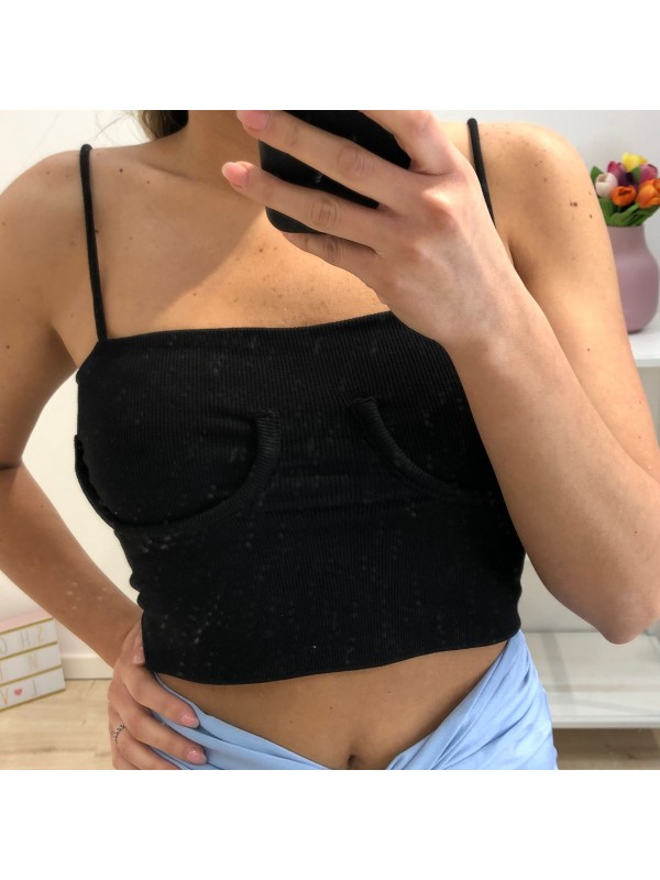 TOP COSTINE NERO