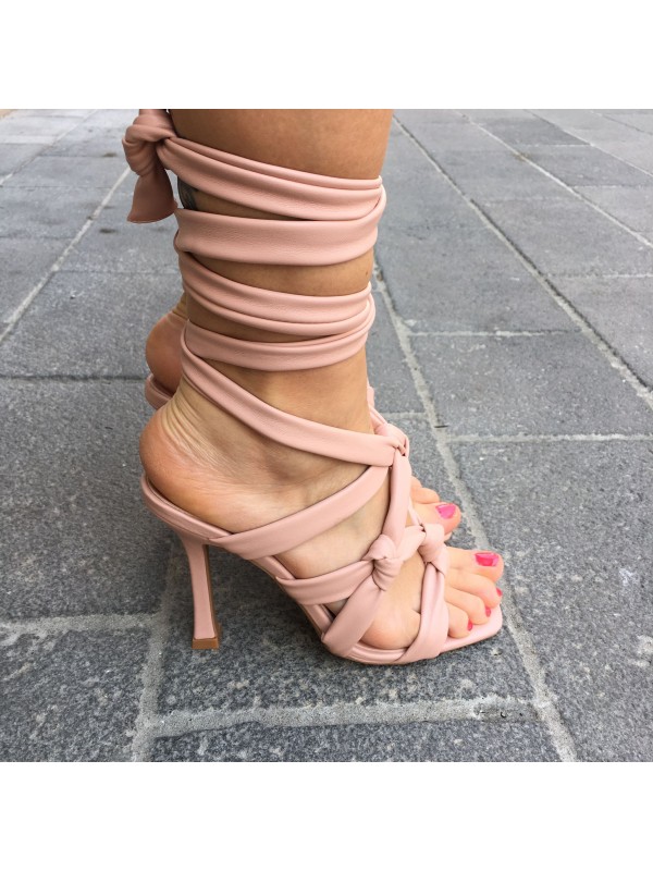 SANDALI CON NODI ROSA