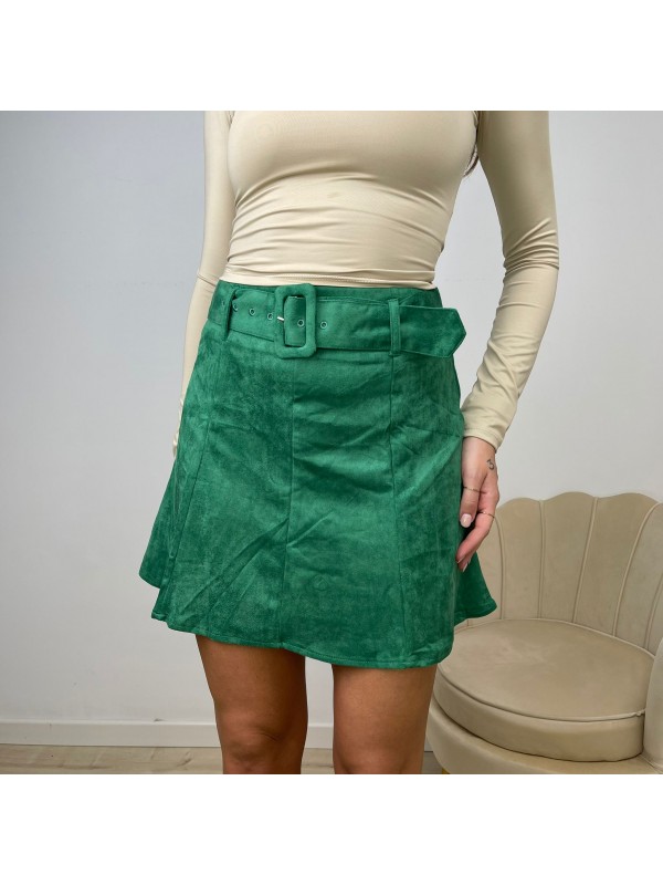 MINIGONNA SCAMOSCIATA VERDE