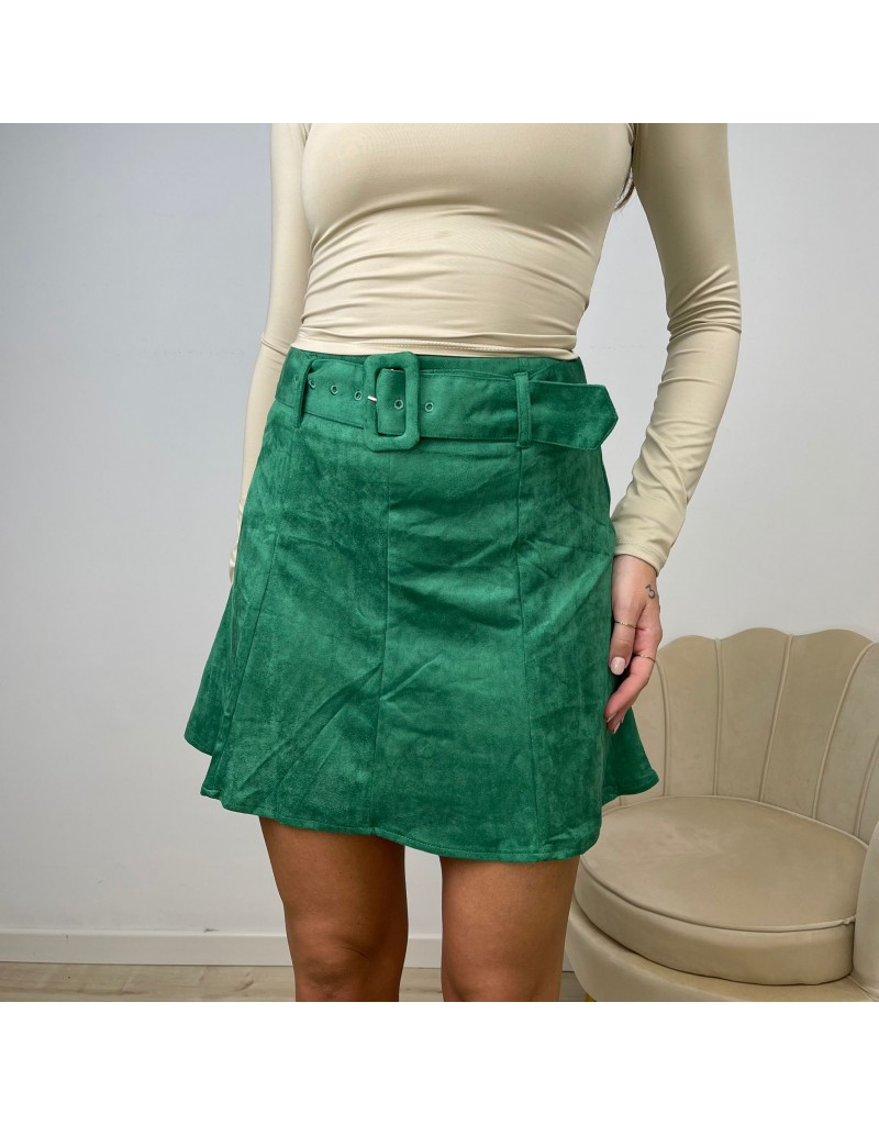 MINIGONNA SCAMOSCIATA VERDE