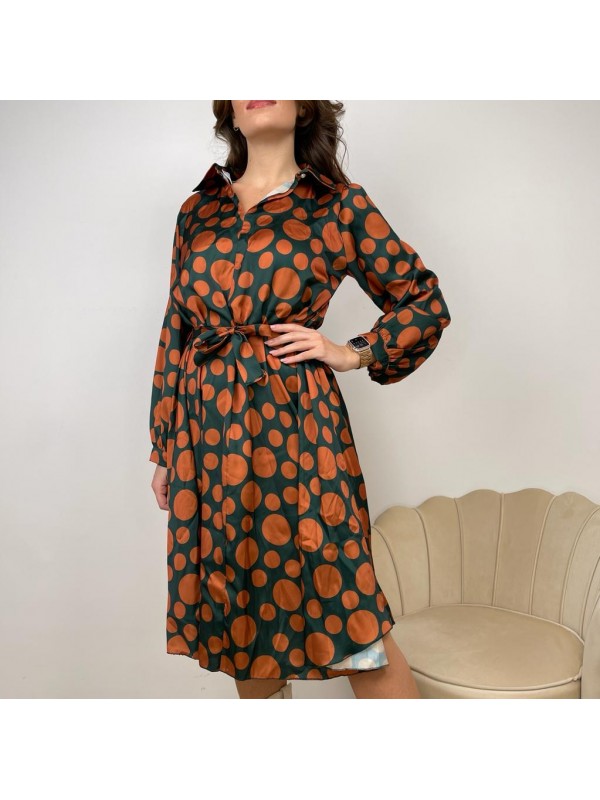 DRESS MIDI POIS VERDE