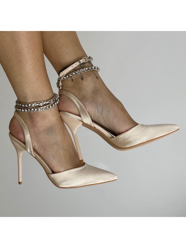 DECOLLETE' CON STRASS BEIGE