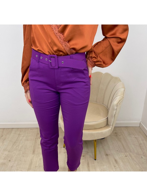 PANTALONE CON CINTURA TOP QUALITY VIOLA