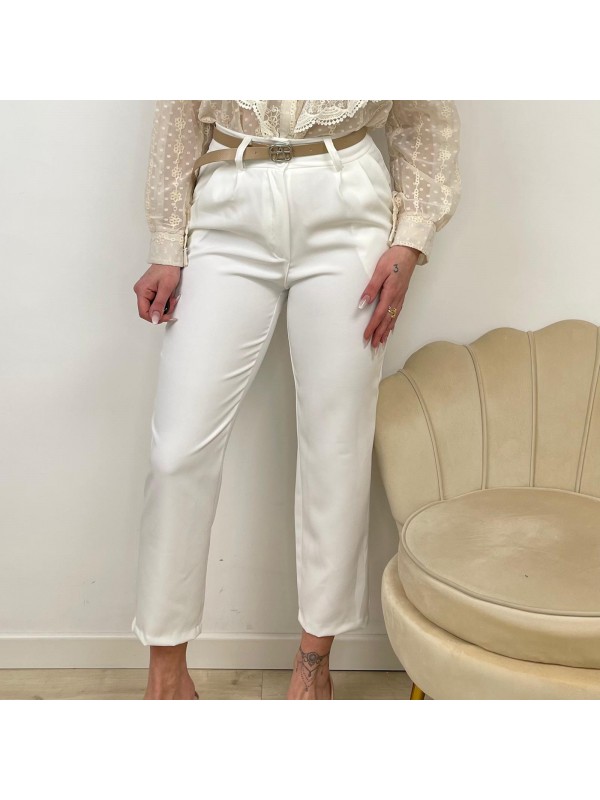 PANTALONE CON CINTURA BIANCO