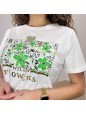 T-SHIRT STAMPA FIORI VERDE