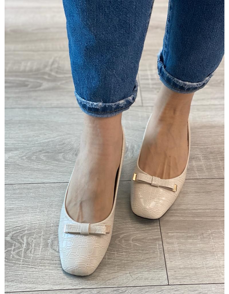 BALLERINA EFFETTO COCCODRILLO BEIGE