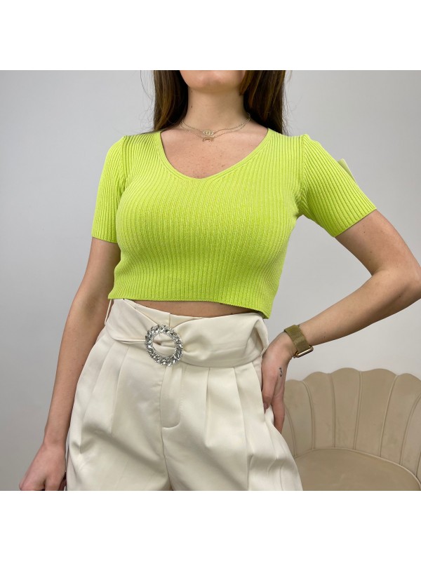 MAGLIA CROP CANNATE' VERDE