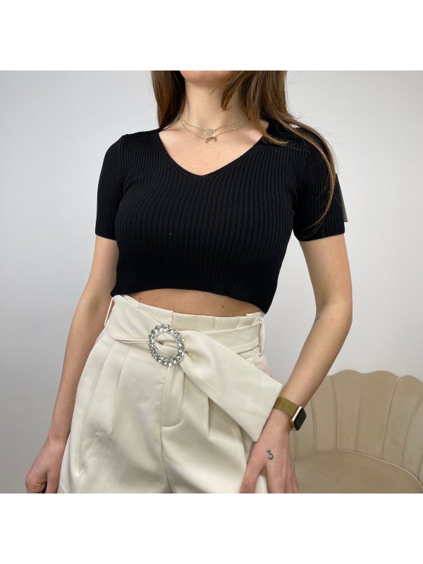 MAGLIA CROP CANNATE' NERA