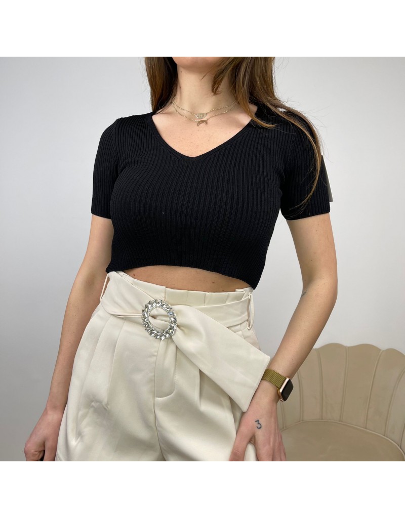 MAGLIA CROP CANNATE' NERA