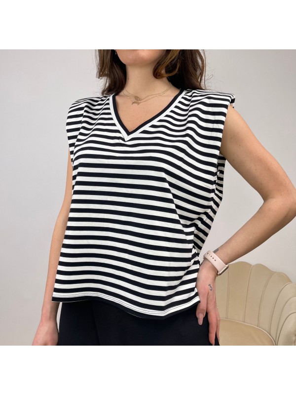 SHIRT CON SPALLINE A RIGHE