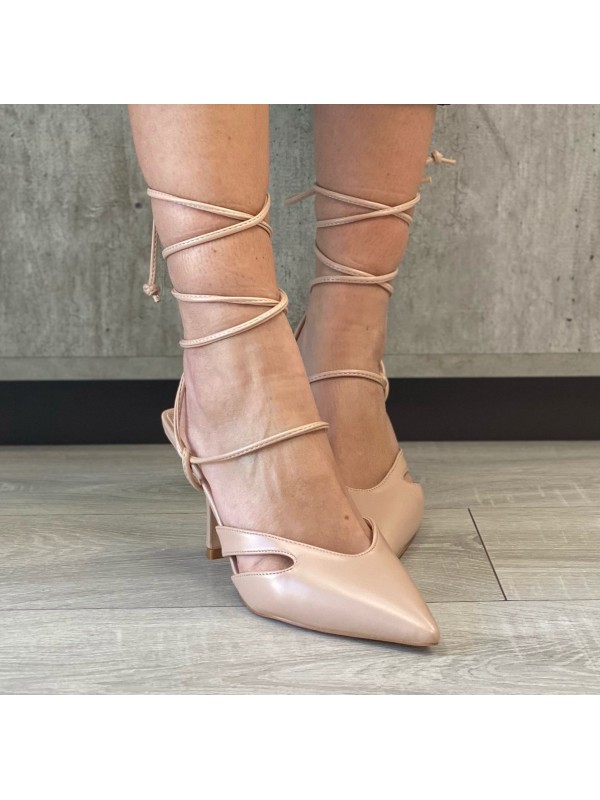 DèCOLLETè CON LACCI ECO-PELLE NUDE