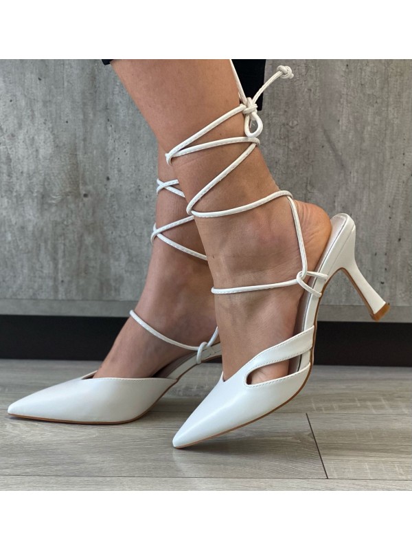 DèCOLLETè CON LACCI ECO-PELLE BIANCO