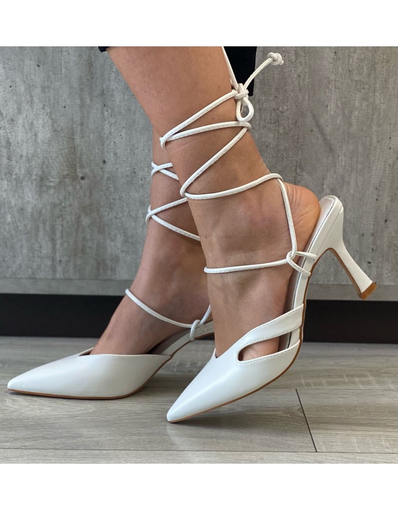 DèCOLLETè CON LACCI ECO-PELLE BIANCO