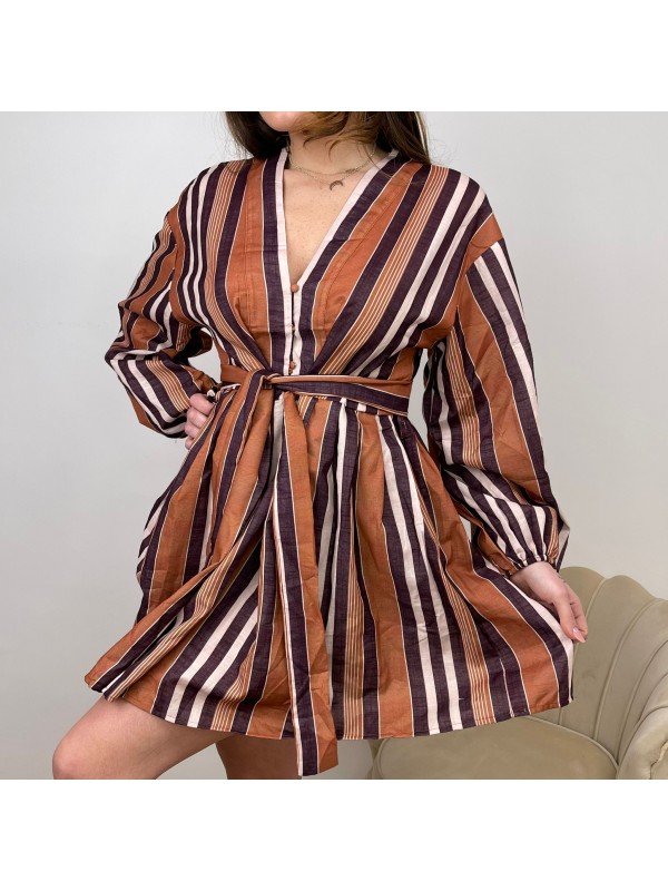 DRESS A RIGHE BROWN
